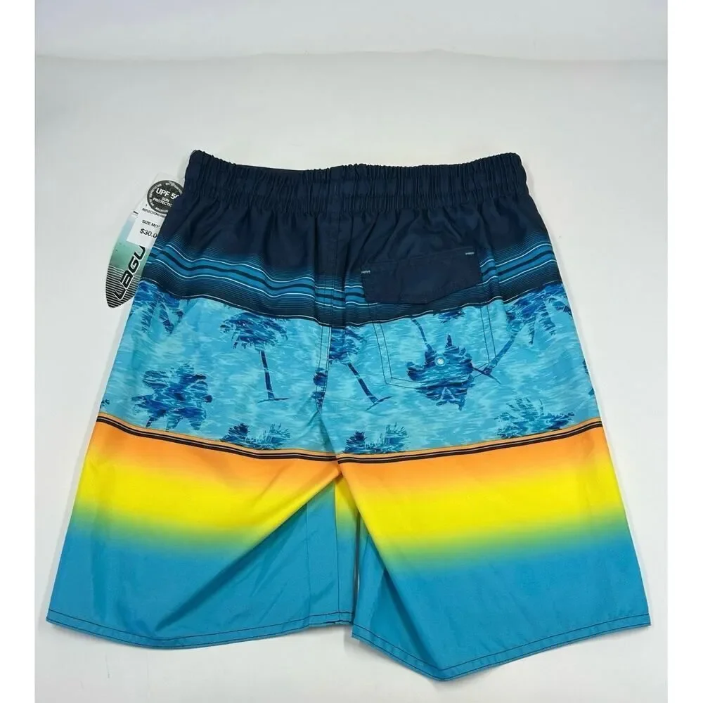 Laguna Boys Blue Palm Tree Swim Trunks UPF 50 Size‎ M 10/12